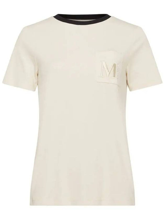 23FW LECITO logo embroidery pocket tshirt light beige 2399760139 011 - MAX MARA - BALAAN 2