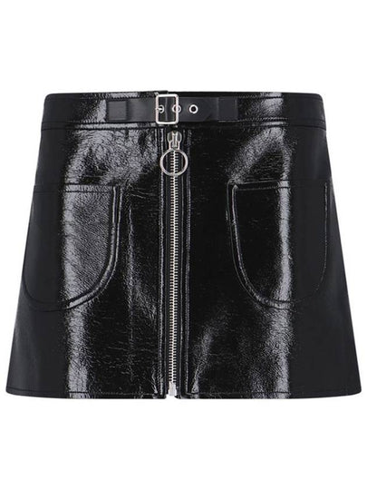 Buckle Zipper Vinyl Mini A Line Skirt Black - COURREGES - BALAAN 2