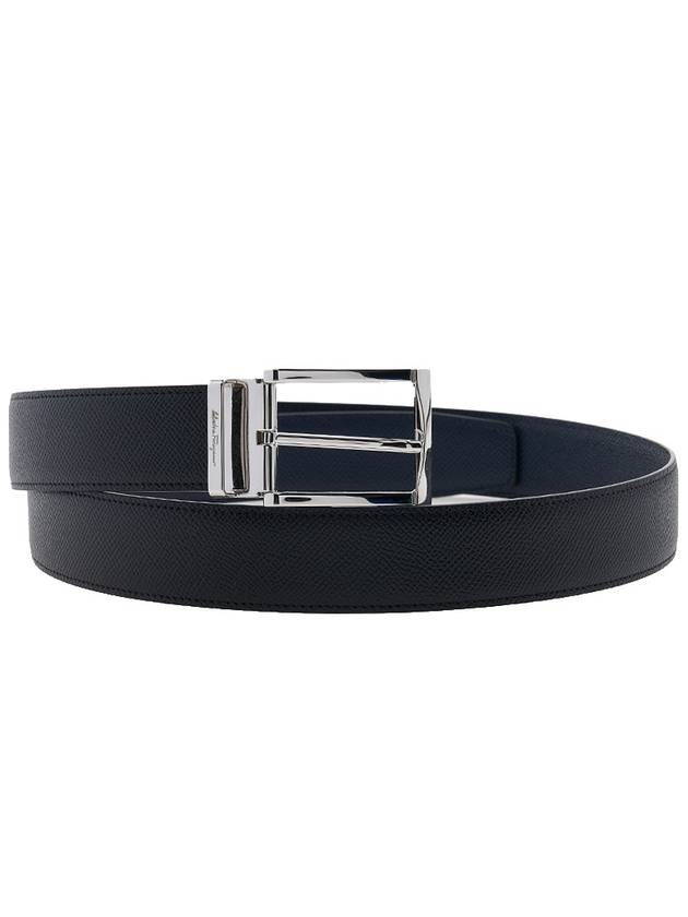 Men's Square Reversible Belt 67 9497 NERO ULTRAMARINE 0686658 - SALVATORE FERRAGAMO - BALAAN 1