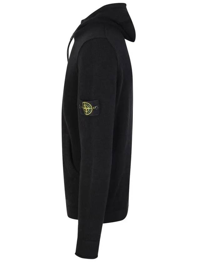 Men's Wappen Patch Hooded Knit Top Black - STONE ISLAND - BALAAN 4