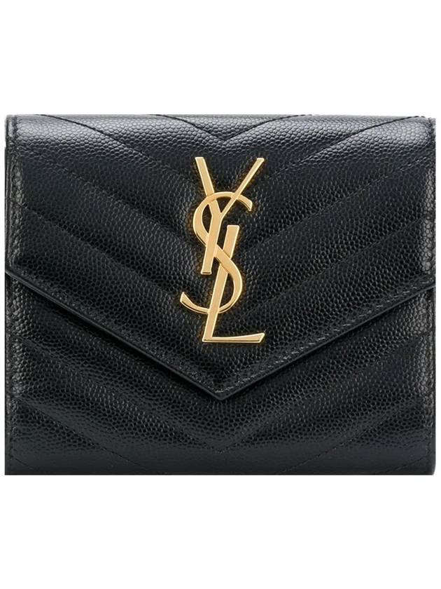 Matelasse Monogram Quilting Flap Half Wallet Black - SAINT LAURENT - BALAAN 2