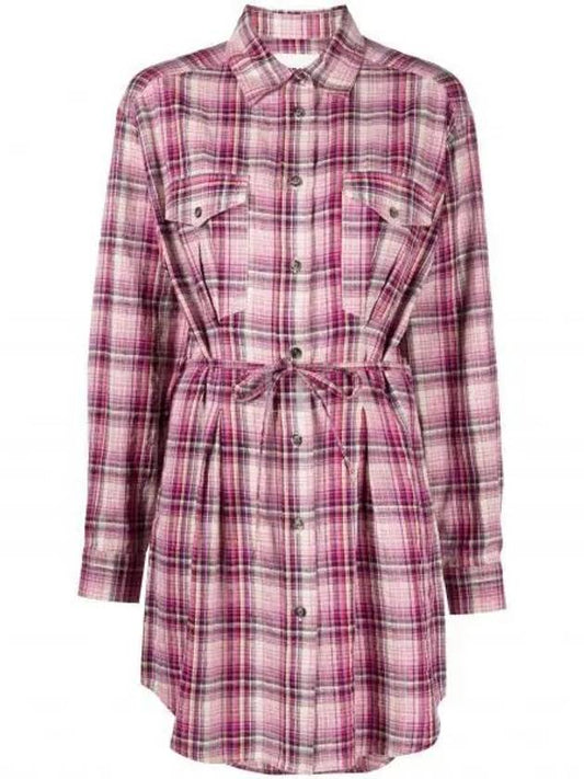 Liliane Check Midi Shirt Dress Pink - ISABEL MARANT - BALAAN 2