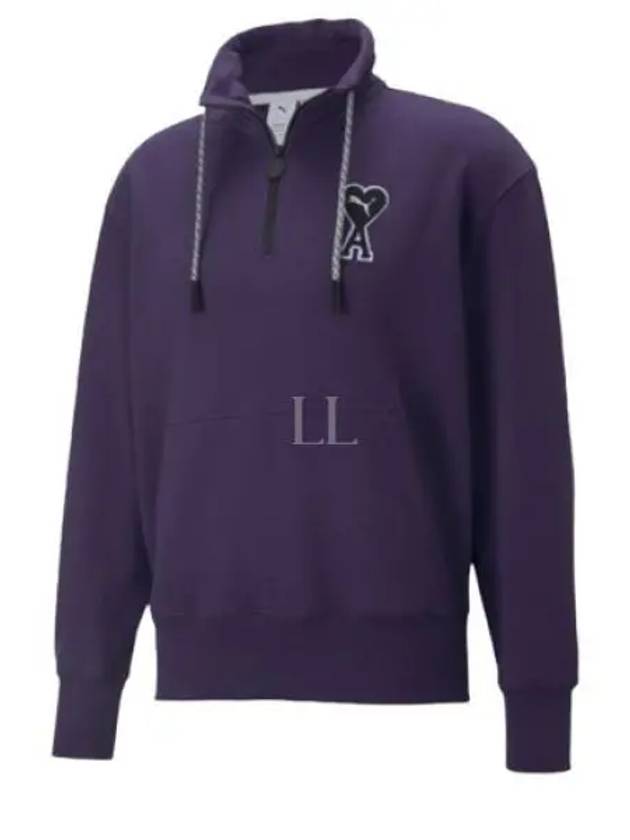 Men's Half Zip-Up Sweatshirt Purple - PUMA - BALAAN 2