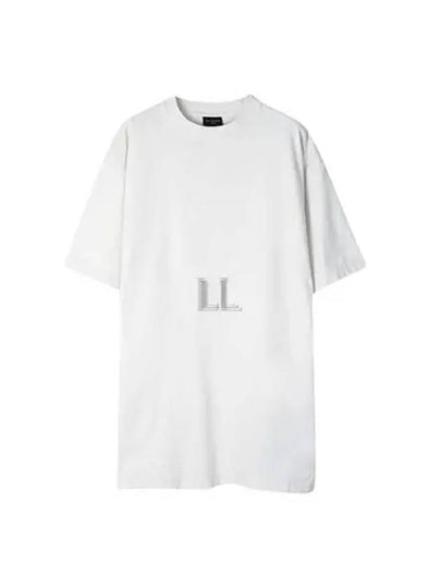 Rhinestone Logo Cotton Short Sleeve T-Shirt White - BALENCIAGA - BALAAN 2