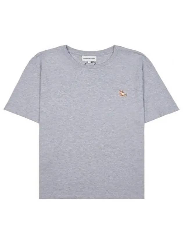 Chillax Fox Patch Regular Short Sleeve T-Shirt Grey - MAISON KITSUNE - BALAAN 3