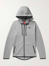 Logo Cotton Blend Tech Fleece Zip-up Hoodie Grey - NIKE - BALAAN 1