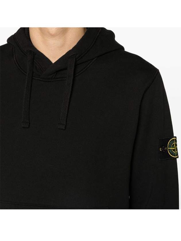 Logo Patch Cotton Fleece Hoodie Black - STONE ISLAND - BALAAN 6