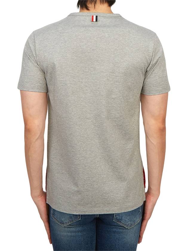 Men's Medium Weight Jersey Tipped Pocket Crewneck Short Sleeve T-Shirt Light Grey - THOM BROWNE - BALAAN 4