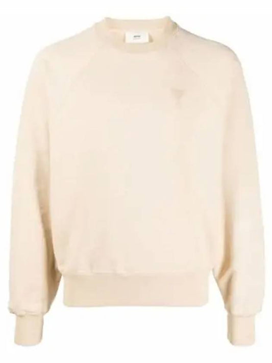 Cotton Heart Logo Sweatshirt Vanilla - AMI - BALAAN 2