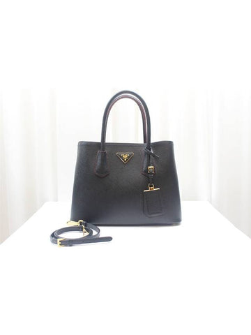 Prada Dubl Saffiano Small Black Tote Shoulder Bag 1BG887 - LOUIS VUITTON - BALAAN 1