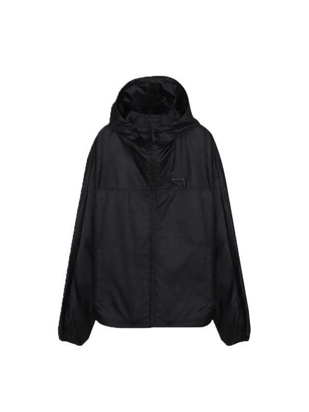 Triangle Logo Hoodie Zip Up Jacket Black - PRADA - BALAAN 1