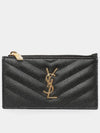 Monogram Fragment Zipper Card Wallet Black - SAINT LAURENT - BALAAN 3