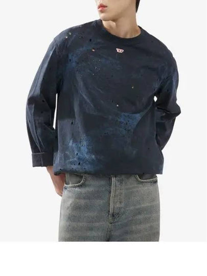 T-Crane Distressed Long Sleeve T-Shirt Blue - DIESEL - BALAAN 2