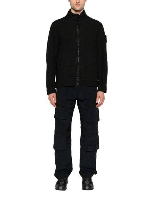 Tela Mock Neck Zip-up Jacket Black - STONE ISLAND - BALAAN 3