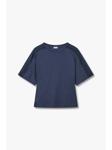 Women s material color combination cotton t shirt dark blue - BRUNELLO CUCINELLI - BALAAN 1