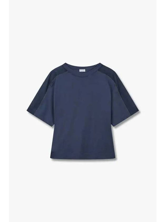 Women s material color combination cotton t shirt dark blue - BRUNELLO CUCINELLI - BALAAN 1