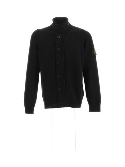 Lambswool Knit Cardigan Black - STONE ISLAND - BALAAN 2