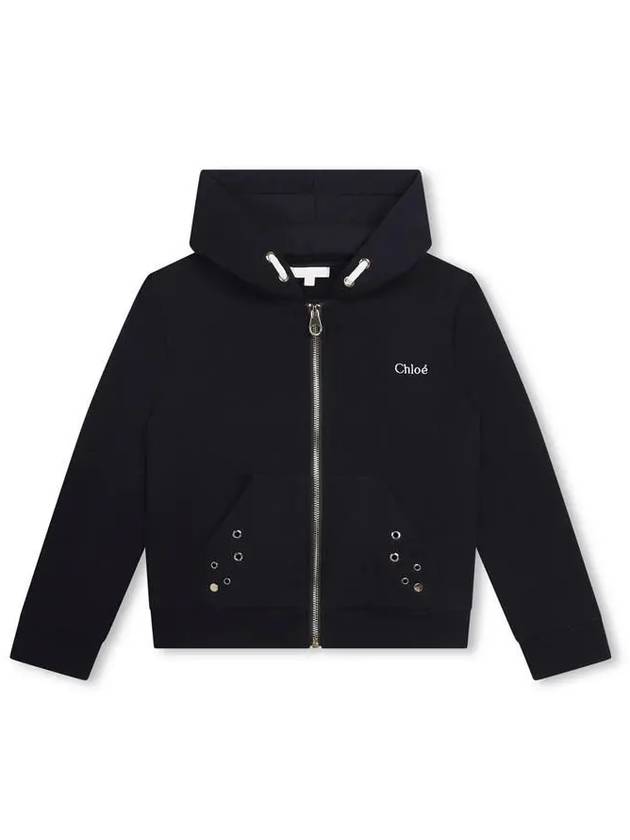 Kids Logo Hooded Zip Up Jacket Navy - CHLOE - BALAAN 1