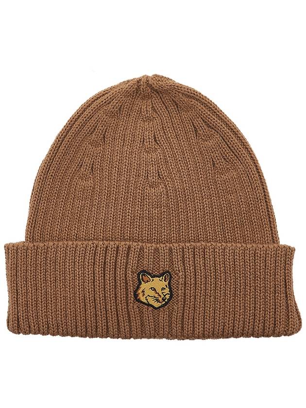 Bold Fox Head Patch Ribbed Beanie Golden Brown - MAISON KITSUNE - BALAAN 2