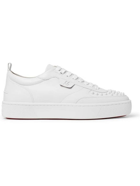 Happy Louis Spike Leather Low Top Sneakers White - CHRISTIAN LOUBOUTIN - BALAAN.