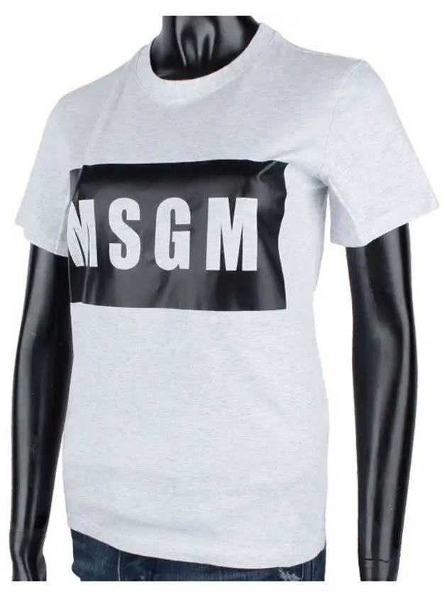 Box Logo Cotton Short Sleeve T-Shirt Light Grey - MSGM - BALAAN 3