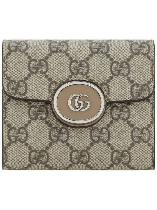 Petite GG Supreme Canvas Medium Half Wallet Beige - GUCCI - BALAAN 1