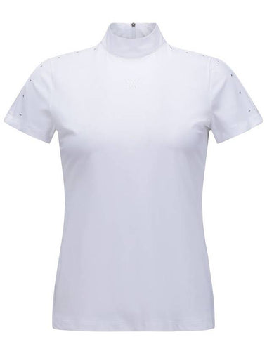 High Neck Mesh Back Short Sleeve T-ShirtWH - ANEWGOLF - BALAAN 1