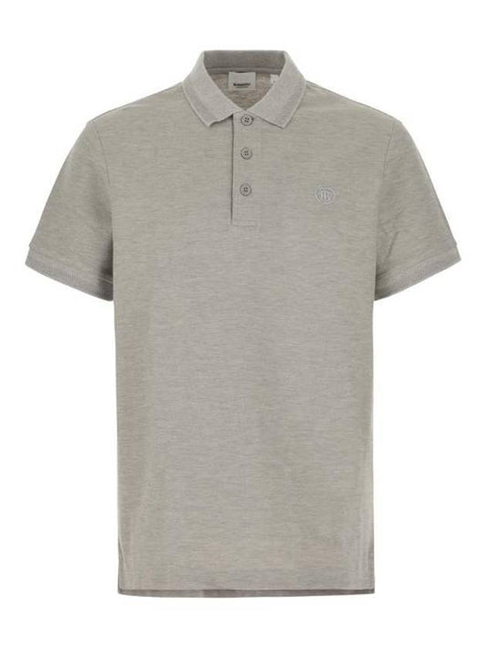 Logo Embroidered Short-Sleeved Polo Shirt Grey - BURBERRY - BALAAN 1