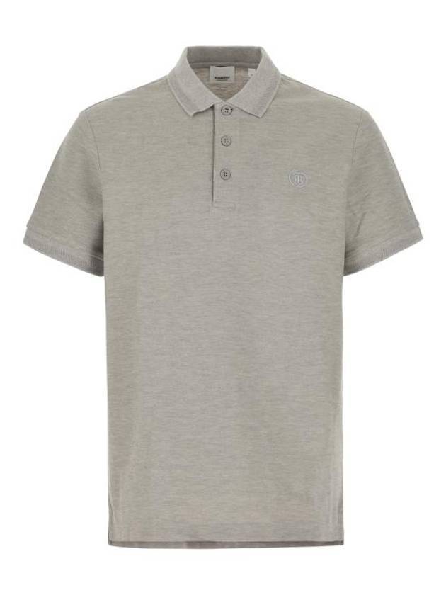 Embroidered Logo Short Sleeve Polo Shirt Grey - BURBERRY - BALAAN 1