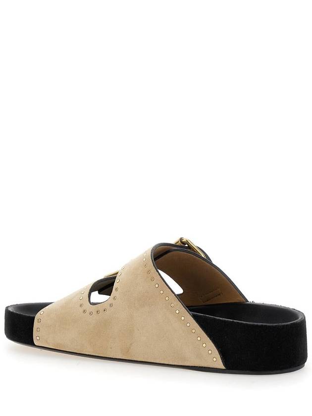 'Lennyo' Beige Slip-On Sandals With Stud Details In Suede Woman - ISABEL MARANT - BALAAN 3