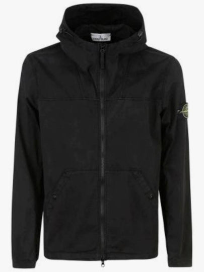 Supima Cotton Twill Stretch-TC Over Hooded Jacket Black - STONE ISLAND - BALAAN 2