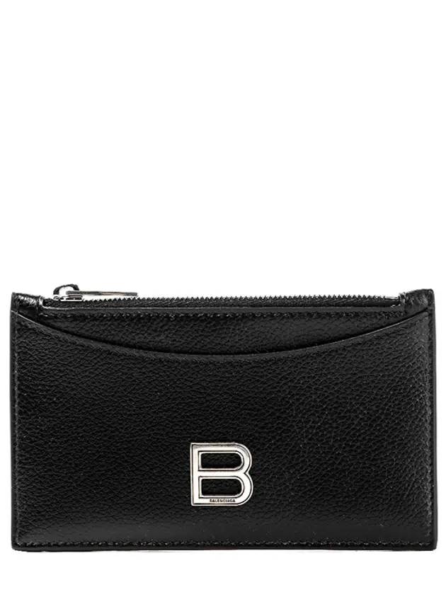 Hourglass Zipper Leather Card Wallet Black Silver - BALENCIAGA - BALAAN 1