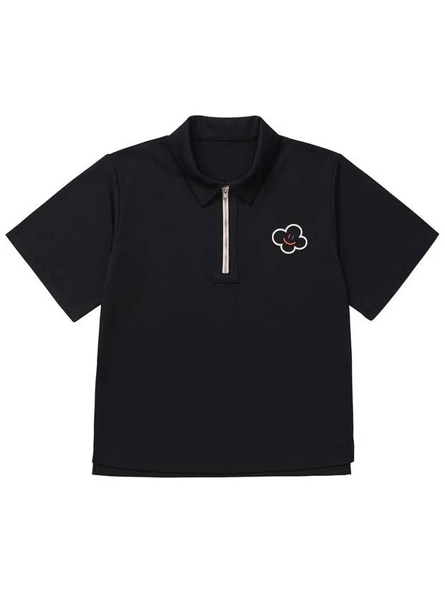 Hello Lala Zip Up Polo Shirt Black - LALA SMILE - BALAAN 3