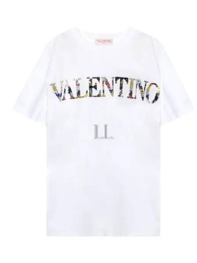 Women's Embroidered Jersey Short Sleeve T-Shirt White - VALENTINO - BALAAN 2