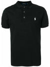 Men's Embroidery White Pony Short Sleeve Polo Shirt Black - POLO RALPH LAUREN - BALAAN 3