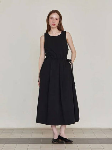 Drawstring Sleeveless Long Dress Black - LESEIZIEME - BALAAN 1