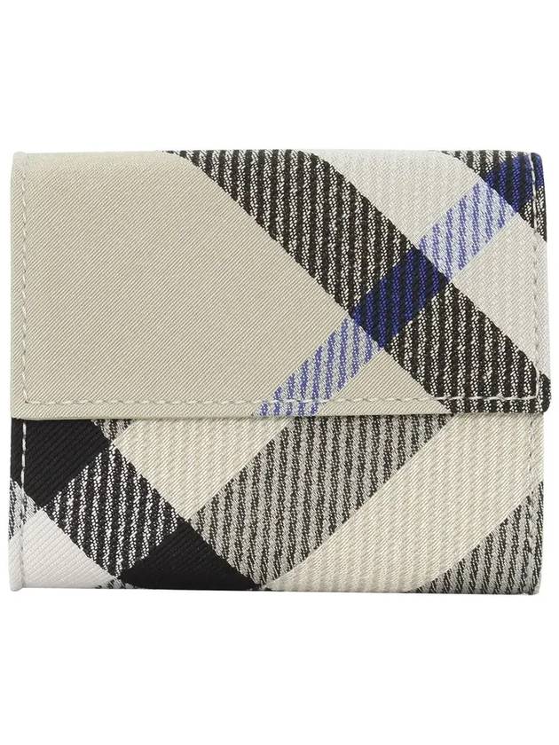 Checked Leather Half Wallet Beige - BURBERRY - BALAAN 3