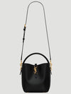 Le 37 Signature Logo Shiny Leather Small Bucket Bag Black - SAINT LAURENT - BALAAN 3