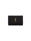 Cassandra Quilting Leather Half Wallet Black - SAINT LAURENT - BALAAN 3