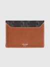 Triomphe Canvas Calfskin Card Wallet Tan - CELINE - BALAAN 3