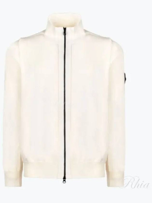 Wappen Patch Cotton Zip-Up Cardigan White - STONE ISLAND - BALAAN 2