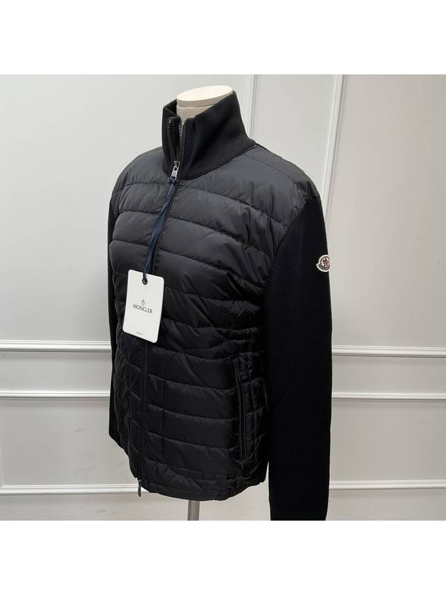 Padded Wool Cardigan Black - MONCLER - BALAAN 4