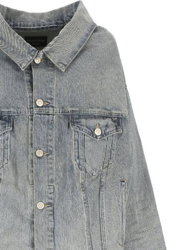 Off-Shoulder Denim Jacket Blue - BALENCIAGA - BALAAN 4