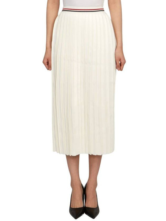 Cotton Stripe Pleated Skirt White - THOM BROWNE - BALAAN 2