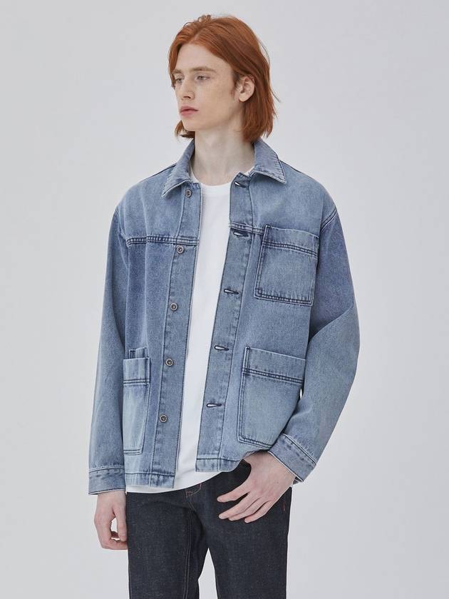 Denim Square Work Jacket Indigo - CORK - BALAAN 2