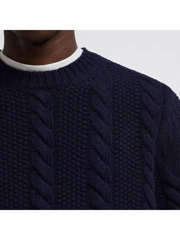 Logo Patch Cable Knit Top Dark Blue - MONCLER - BALAAN 5