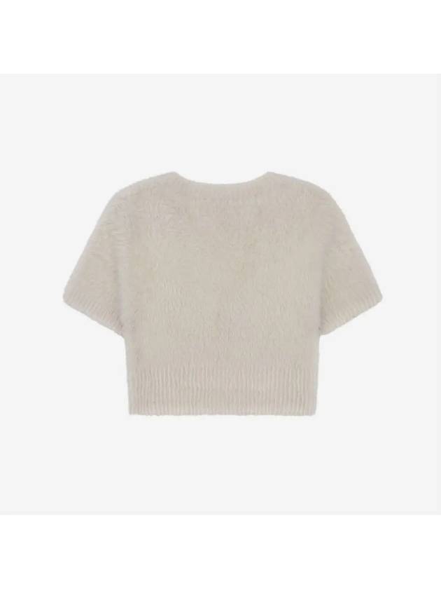 La Maile Neve Logo Charm Fluffy Crop Cardigan Offwhite - JACQUEMUS - BALAAN 3