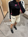 Coconeju CC Logo Long Sleeve Black Pink Wool Knit Top Pullover 36 P74366 - CHANEL - BALAAN 10