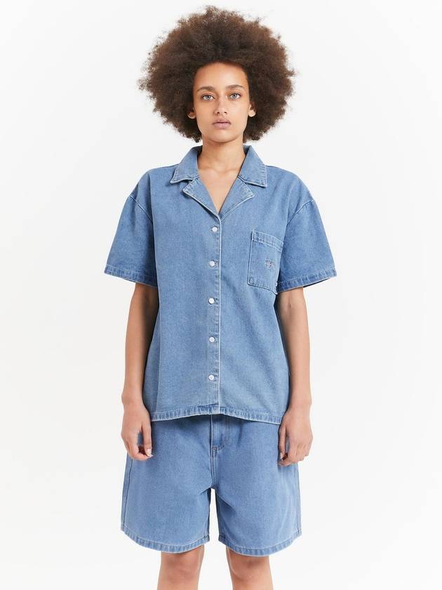 AU Australia Denim Shirt ST123S3403 Mid Blue WOMENS - STUSSY - BALAAN 3