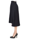 Super 120S Twill Below Knee Pleated Skirt Navy - THOM BROWNE - BALAAN 6